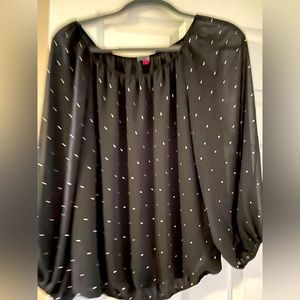 Vince Camuto blouse. Black with rhinestones. Medium